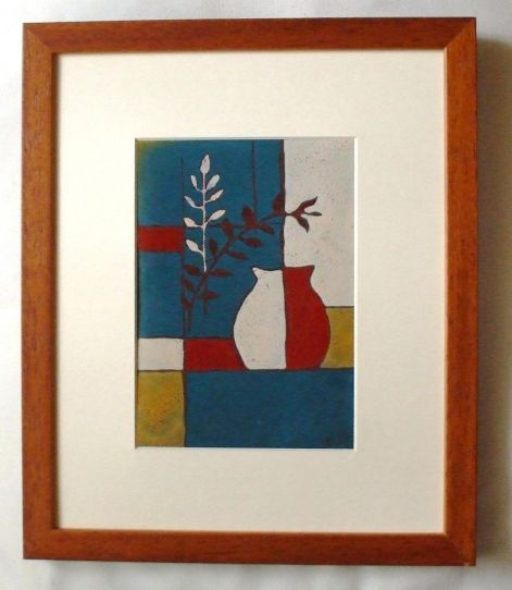 Vázás csendélet (tűzzománc Kovács Mónika)